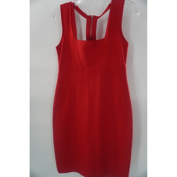 ARMANI EXCHANGE Red Sleeveless Bandage Bodycon Cutout Back Zipper Dress Sz M - Picture 3 of 10